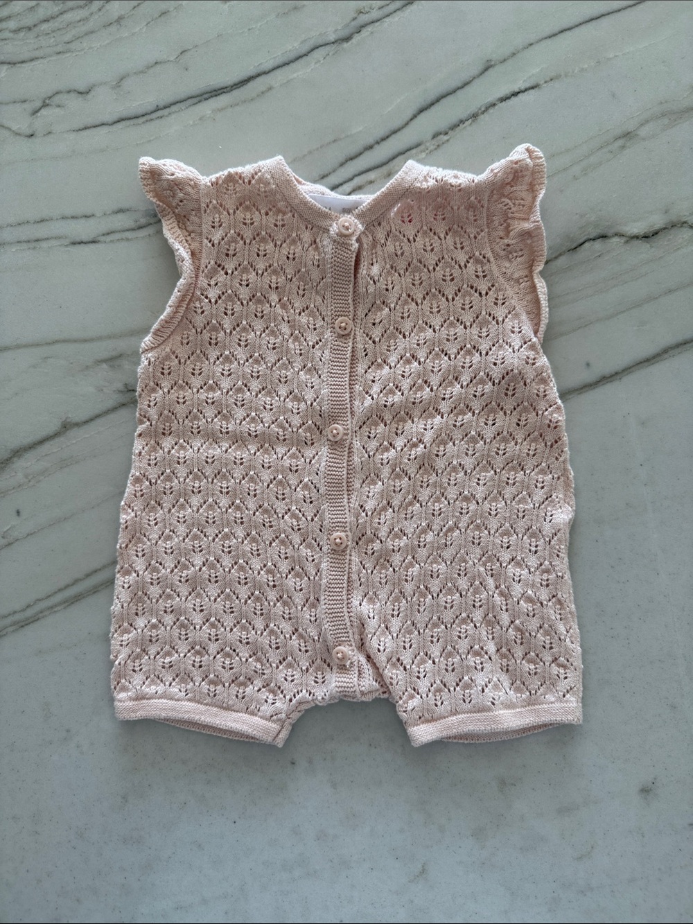 Zara Newborn Pink Crochet Openwork Romper